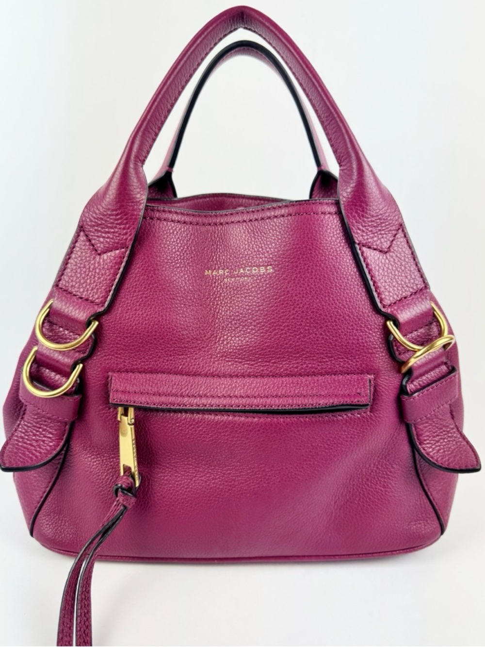 Marc Jacobs Anchor Pebbled Leather Top Handle Crossbody Bag Wine Berry